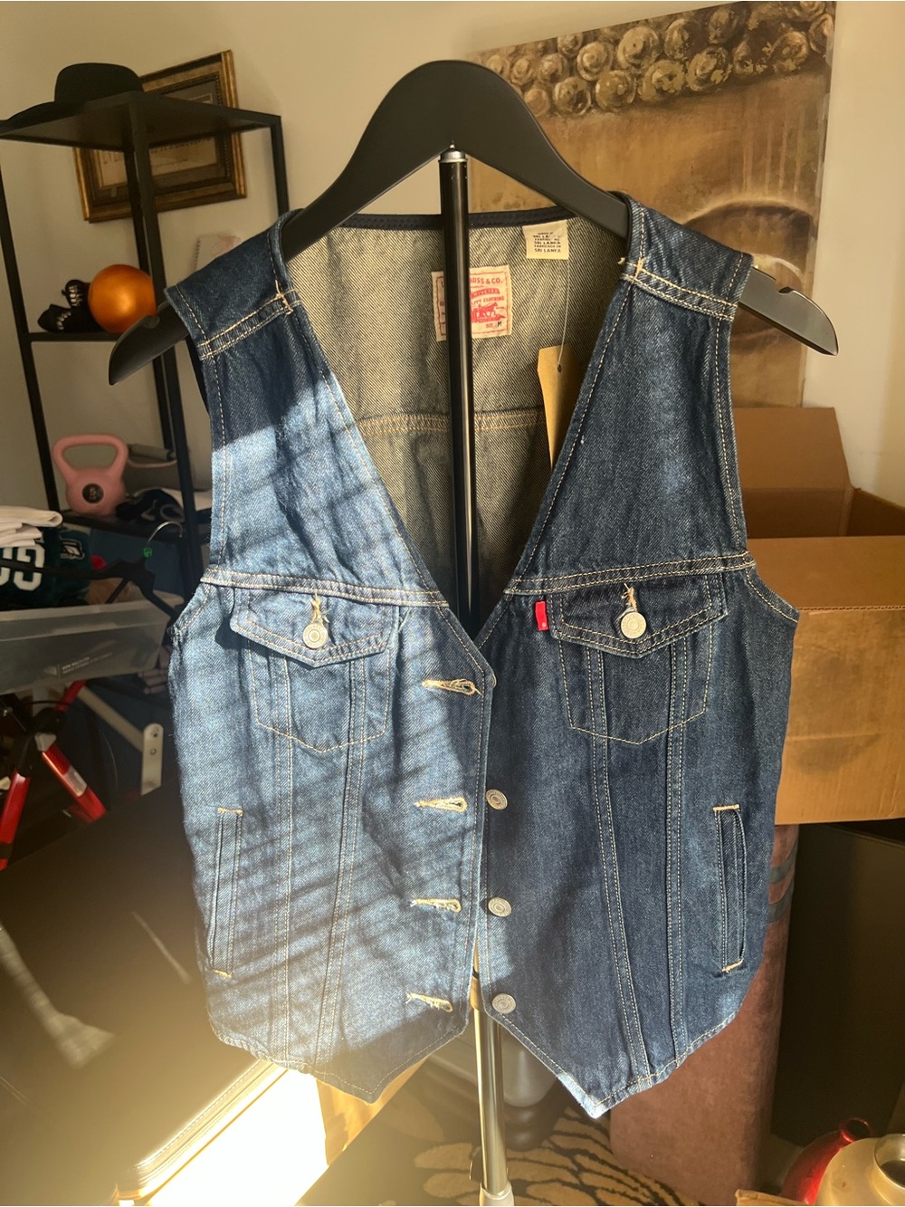 Levi's Dark Blue Denim Vest with Button Front